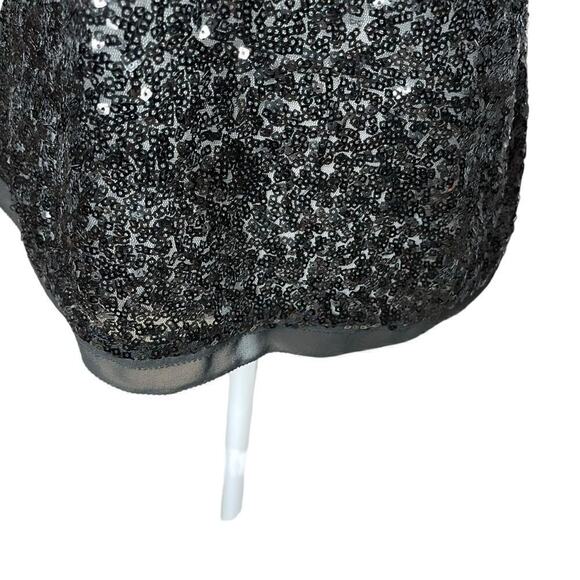 Karen Millen Black Sequin Sleeveless Top Sheer Back Embroidered Polkadots Sz 8 - Picture 5 of 11